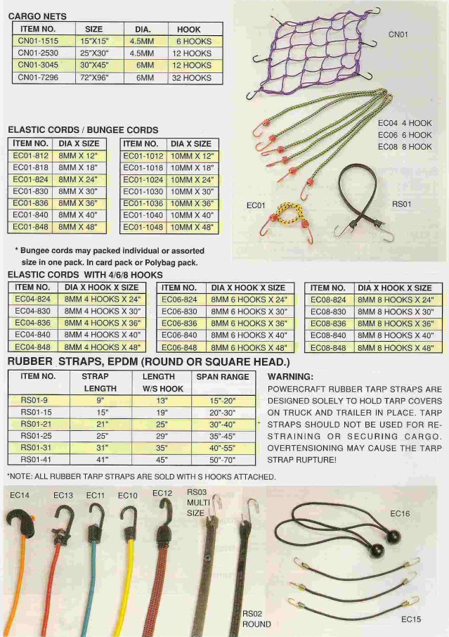 Bungee Cords & Rubber Straps(CN, EC, RS Series)