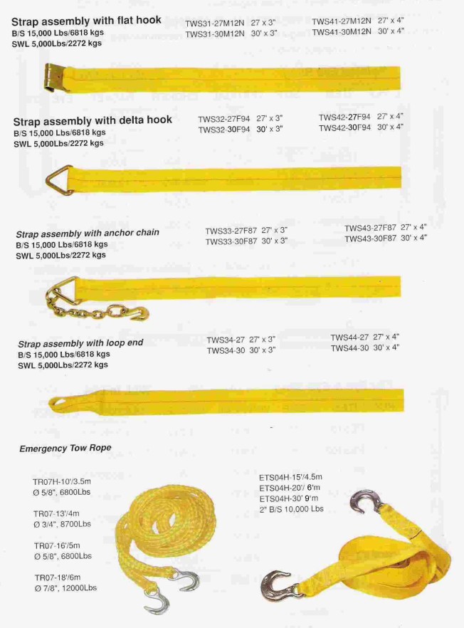 Truck Winch Straps 2 and 4 Inches(ETS, TR & TWS Series)