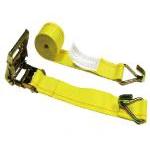 2&quot; x 16' Grey Logistic Strap- Ratchet Buckle W/ Double J Wire Hooks. ﻿