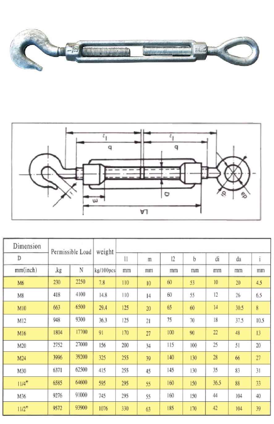 Turnbuckle, Hook & Eye