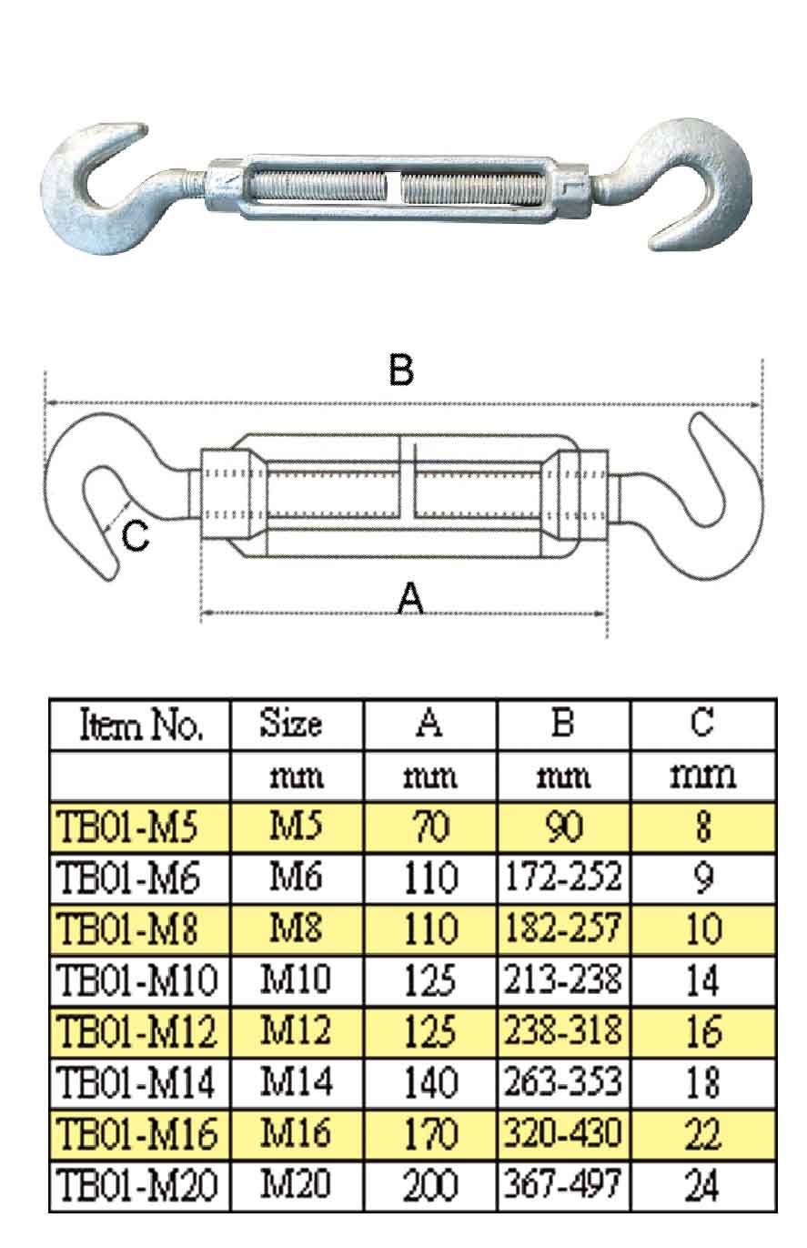 Turnbuckle, Hook & Hook 